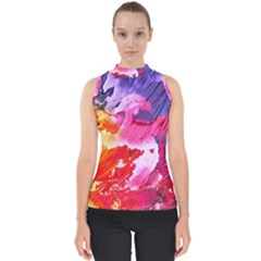 Colorful Painting Mock Neck Shell Top by artworkshop