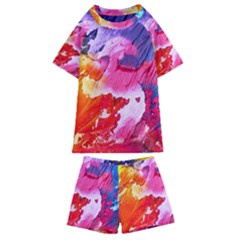 Colorful Painting Kids  Swim Tee And Shorts Set by artworkshop