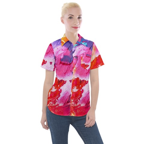 Colorful Painting Women s Short Sleeve Pocket Shirt by artworkshop