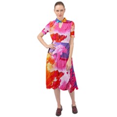 Colorful Painting Keyhole Neckline Chiffon Dress by artworkshop