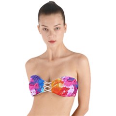 Colorful Painting Twist Bandeau Bikini Top by artworkshop