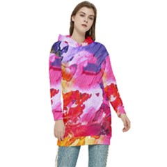 Colorful Painting Women s Long Oversized Pullover Hoodie