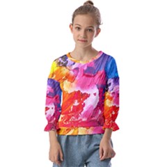 Colorful Painting Kids  Cuff Sleeve Top