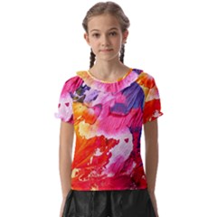 Colorful Painting Kids  Frill Chiffon Blouse