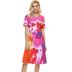 Colorful Painting Button Top Knee Length Dress