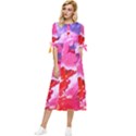 Colorful Painting Bow Sleeve Chiffon Midi Dress View1