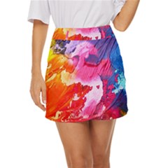 Colorful Painting Mini Front Wrap Skirt