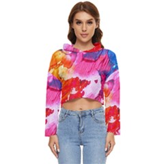 Colorful Painting Women s Lightweight Cropped Hoodie