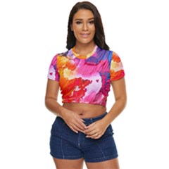 Colorful Painting Side Button Cropped Tee