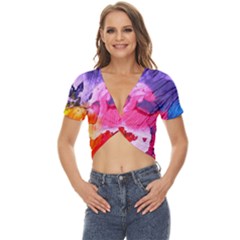 Colorful Painting Twist Front Crop Top