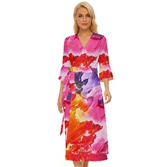 Colorful Painting Midsummer Wrap Dress