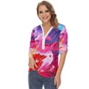 Colorful Painting Zip Up Long Sleeve Blouse View2