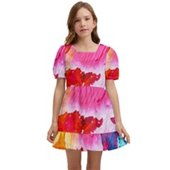 Colorful Painting Kids  Short Sleeve Dolly Dress