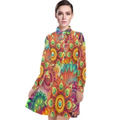 Mandalas Colorful Abstract Ornamental Long Sleeve Chiffon Shirt Dress by artworkshop