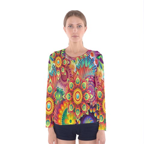 Mandalas Colorful Abstract Ornamental Women s Long Sleeve Tee by artworkshop