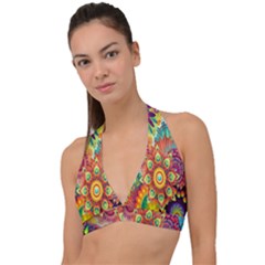 Mandalas Colorful Abstract Ornamental Halter Plunge Bikini Top by artworkshop