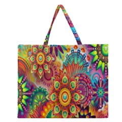 Mandalas Colorful Abstract Ornamental Zipper Large Tote Bag by artworkshop