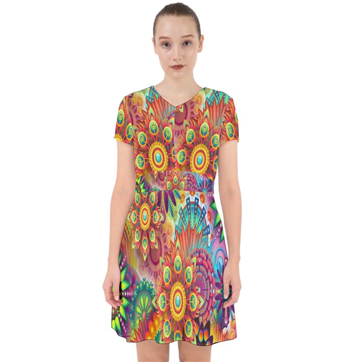 Mandalas Colorful Abstract Ornamental Adorable in Chiffon Dress