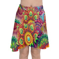 Mandalas Colorful Abstract Ornamental Chiffon Wrap Front Skirt by artworkshop