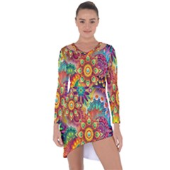 Mandalas Colorful Abstract Ornamental Asymmetric Cut-out Shift Dress by artworkshop