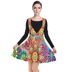 Mandalas Colorful Abstract Ornamental Plunge Pinafore Dress by artworkshop