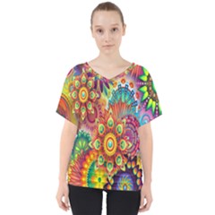 Mandalas Colorful Abstract Ornamental V-neck Dolman Drape Top by artworkshop