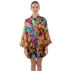 Mandalas Colorful Abstract Ornamental Long Sleeve Satin Kimono by artworkshop