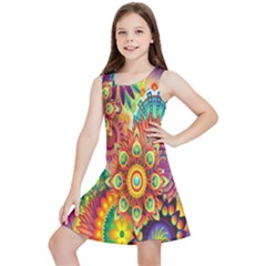 Mandalas Colorful Abstract Ornamental Kids  Lightweight Sleeveless Dress by artworkshop