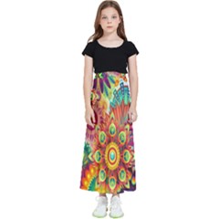 Mandalas Colorful Abstract Ornamental Kids  Flared Maxi Skirt by artworkshop