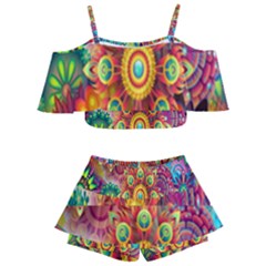 Mandalas Colorful Abstract Ornamental Kids  Off Shoulder Skirt Bikini by artworkshop