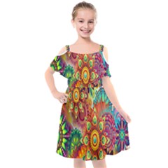 Mandalas Colorful Abstract Ornamental Kids  Cut Out Shoulders Chiffon Dress by artworkshop