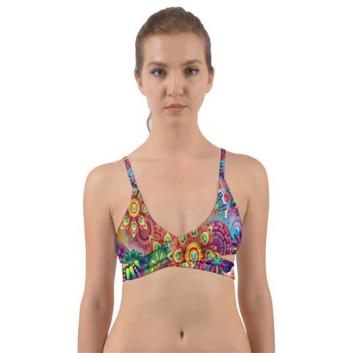 Mandalas Colorful Abstract Ornamental Wrap Around Bikini Top