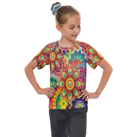 Mandalas Colorful Abstract Ornamental Kids  Mesh Piece Tee by artworkshop