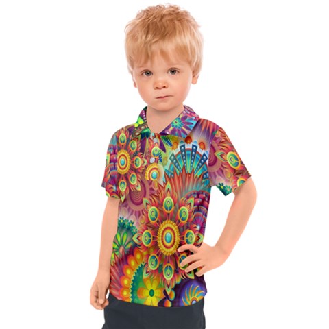 Mandalas Colorful Abstract Ornamental Kids  Polo Tee by artworkshop