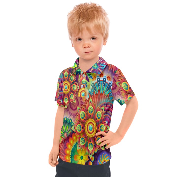 Mandalas Colorful Abstract Ornamental Kids  Polo Tee