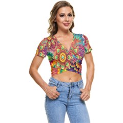 Mandalas Colorful Abstract Ornamental Short Sleeve Foldover Tee