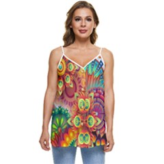 Mandalas Colorful Abstract Ornamental Casual Spaghetti Strap Chiffon Top