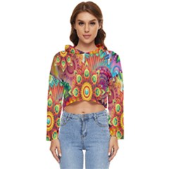 Mandalas Colorful Abstract Ornamental Women s Lightweight Cropped Hoodie by artworkshop