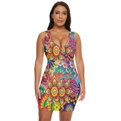 Mandalas Colorful Abstract Ornamental Draped Bodycon Dress