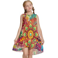 Mandalas Colorful Abstract Ornamental Kids  Frill Swing Dress