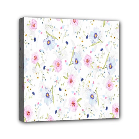 Pattern Flowers Mini Canvas 6  X 6  (stretched) by artworkshop