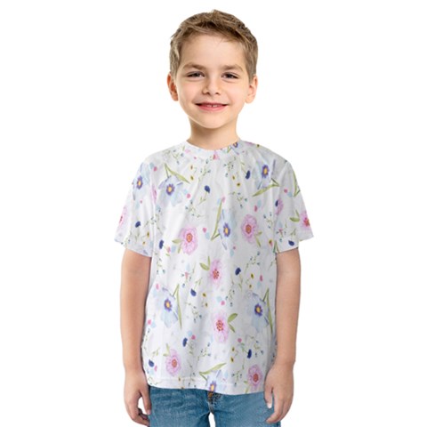 Pattern Flowers Kids  Sport Mesh Tee by artworkshop