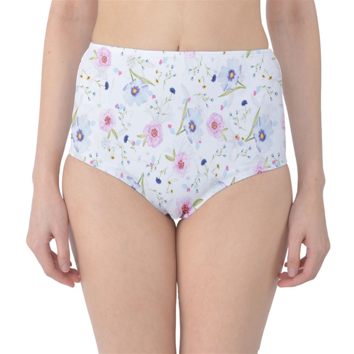 Pattern Flowers Classic High-Waist Bikini Bottoms