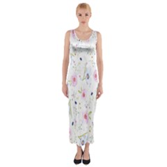 Pattern Flowers Fitted Maxi Dress by artworkshop