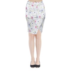 Pattern Flowers Midi Wrap Pencil Skirt by artworkshop