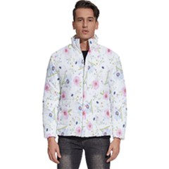 Pattern Flowers Men s Puffer Bubble Jacket Coat