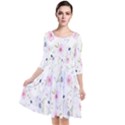 Pattern Flowers Quarter Sleeve Waist Band Dress View1