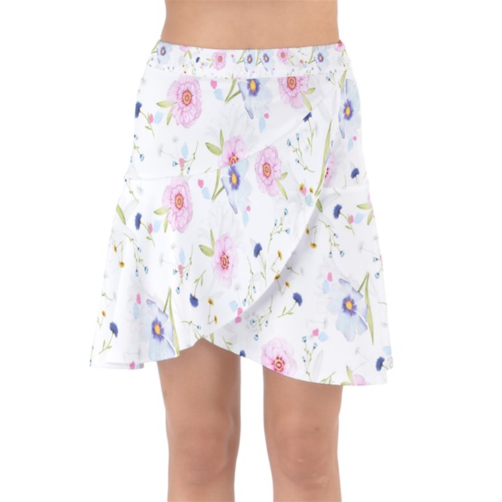 Pattern Flowers Wrap Front Skirt