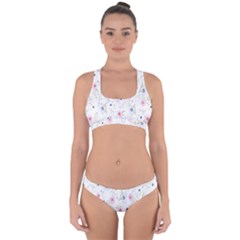 Pattern Flowers Cross Back Hipster Bikini Set by artworkshop