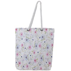 Pattern Flowers Full Print Rope Handle Tote (large) by artworkshop